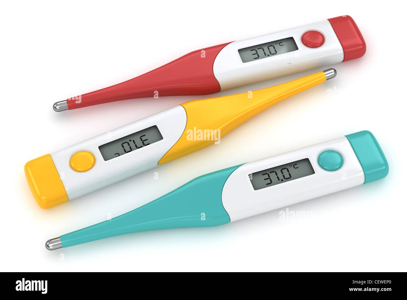 3D Illustration of Digital Thermometers Stock Photo