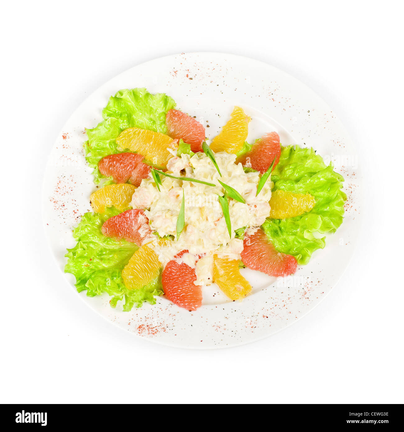 seafood salad of shrimp baked at cream with orange and grapefruit ...