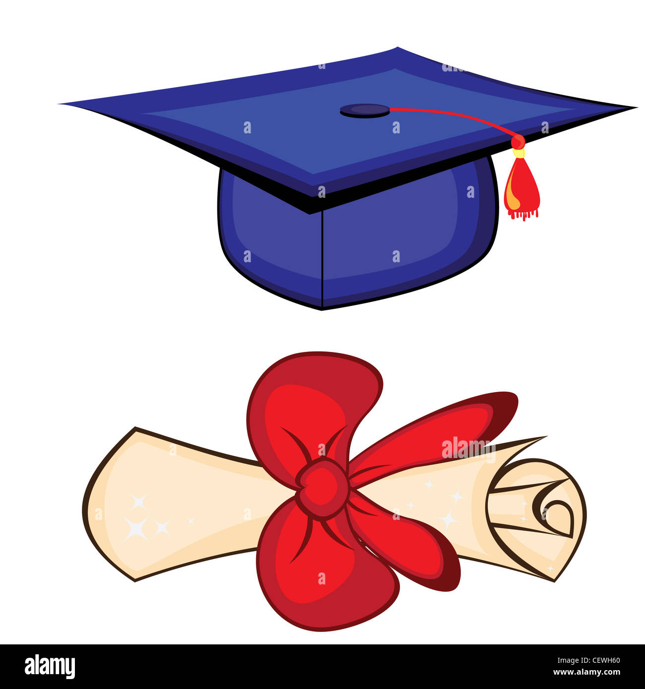 Diploma and graduation cap Stock Photo - Alamy