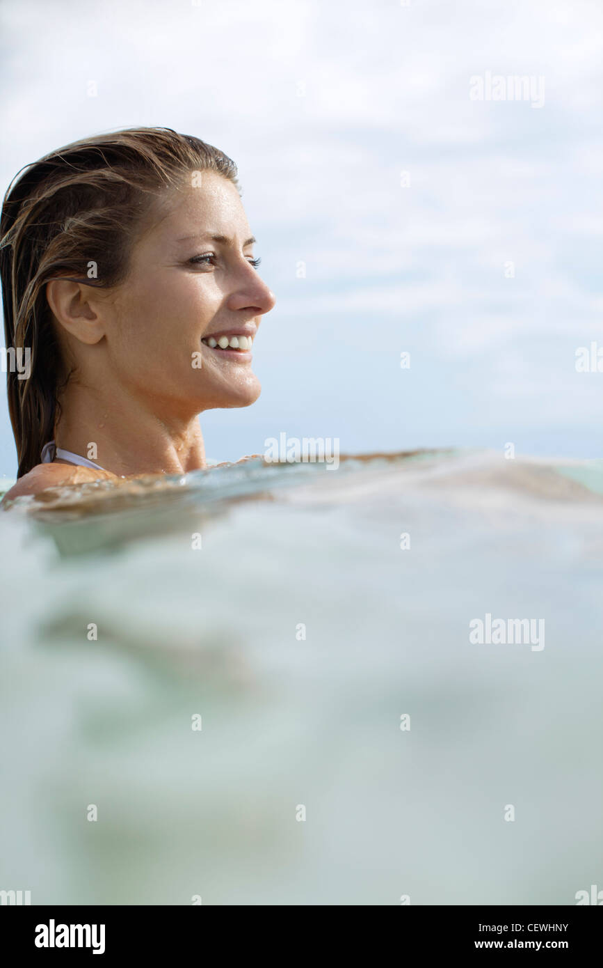 Woman swimming, profile Stock Photo