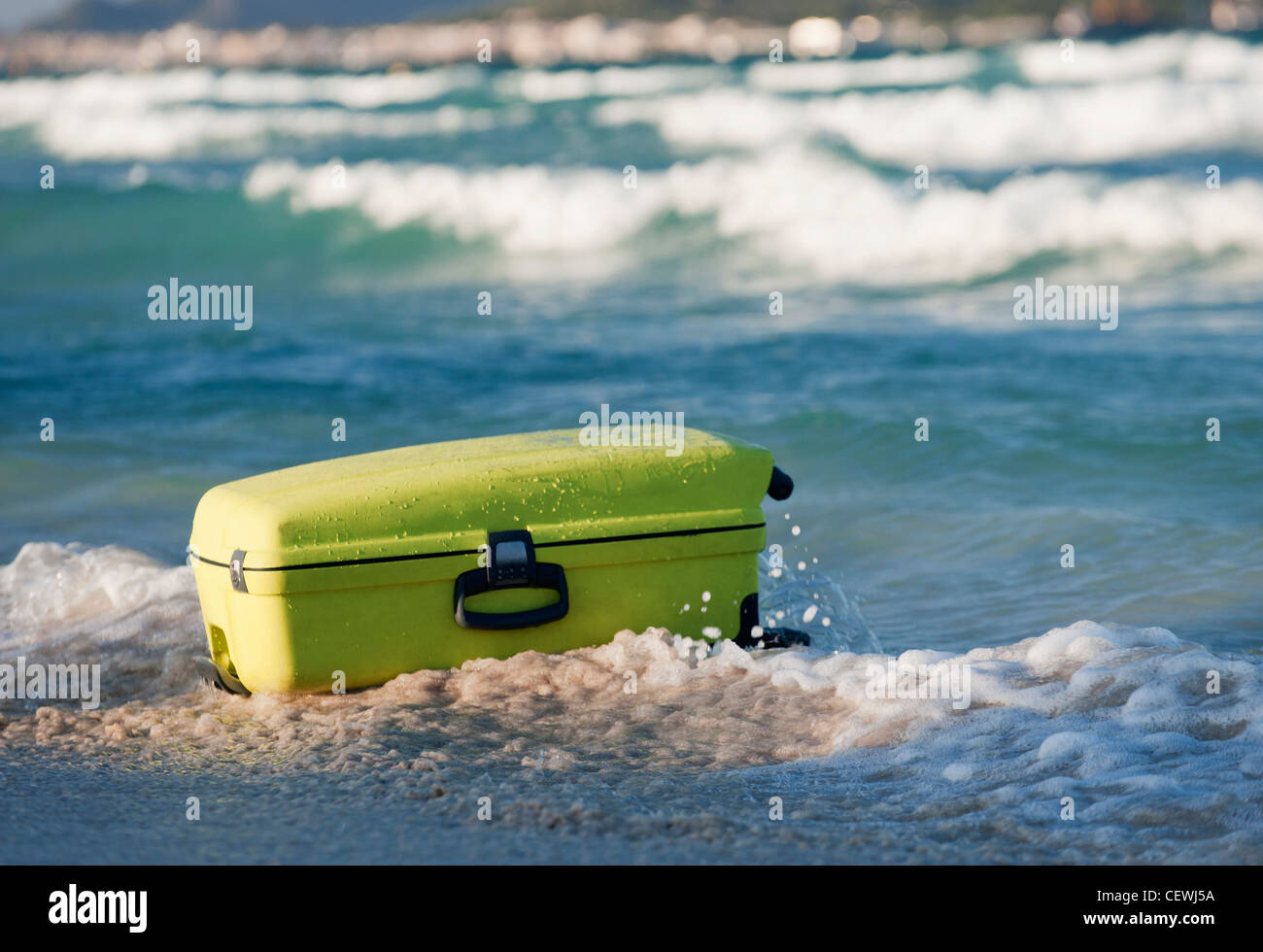 Suitcase on beach Stock Photo Alamy