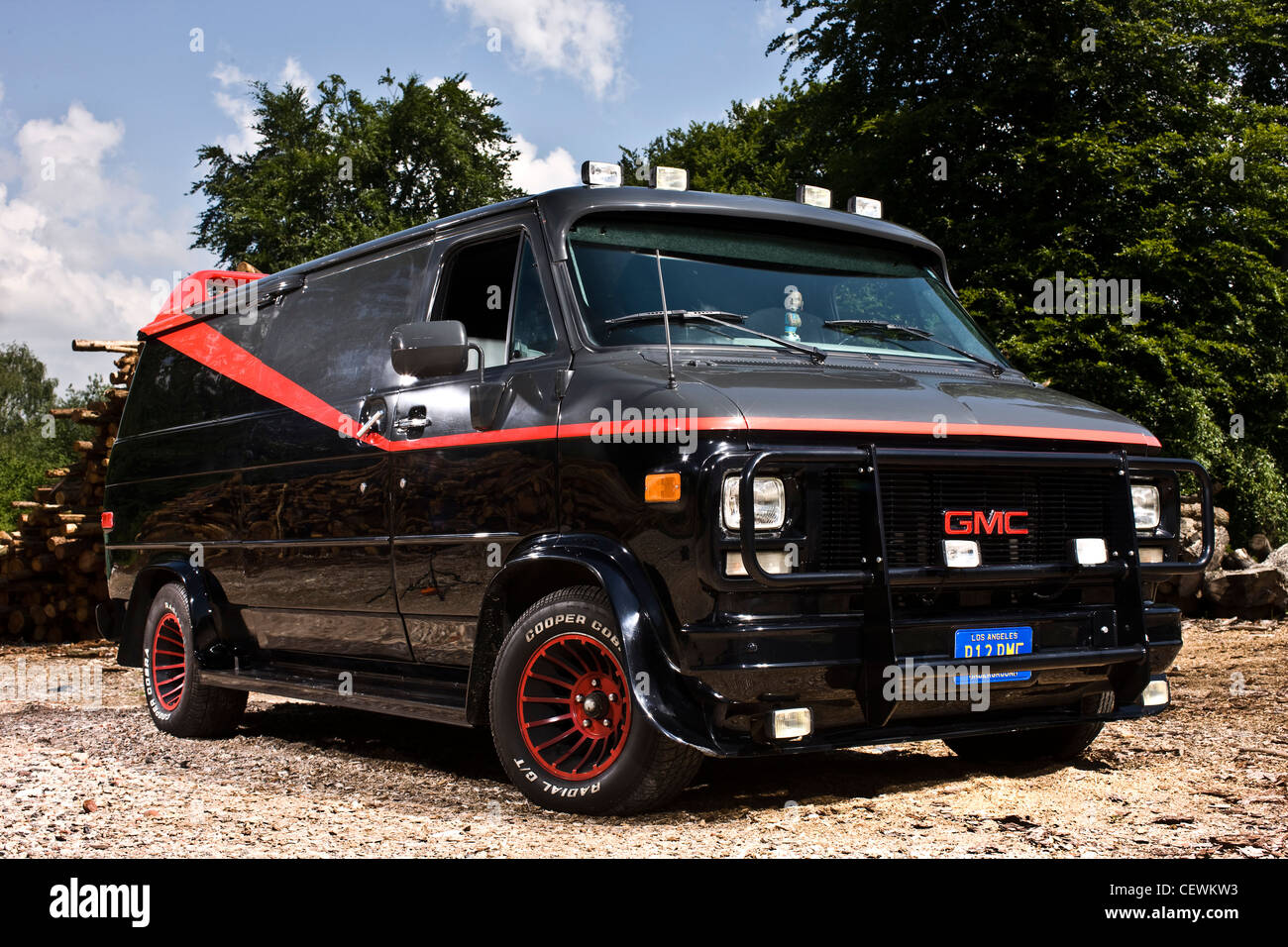 A-Team action van, black with red stripe, Winchester Stock Photo - Alamy