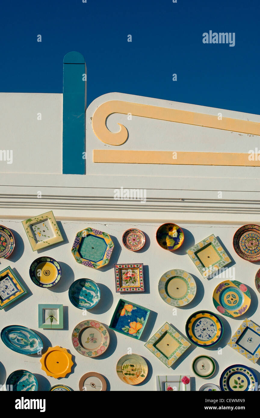 Traditional Portuguese Hand Painted Plates Decorating Exterior Of