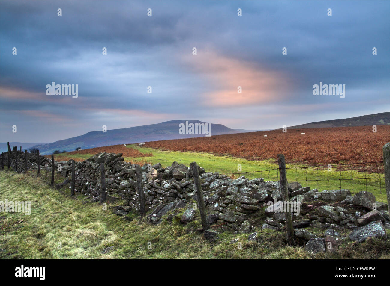 Broken down stone wall on Sugar Loaf Mountain. Stock Photo
