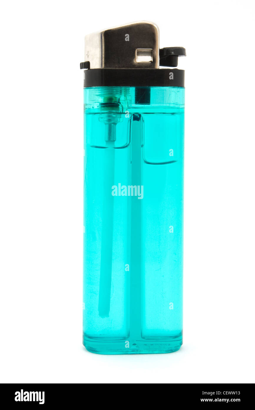 Single blue cigarette lighter over white Stock Photo Alamy