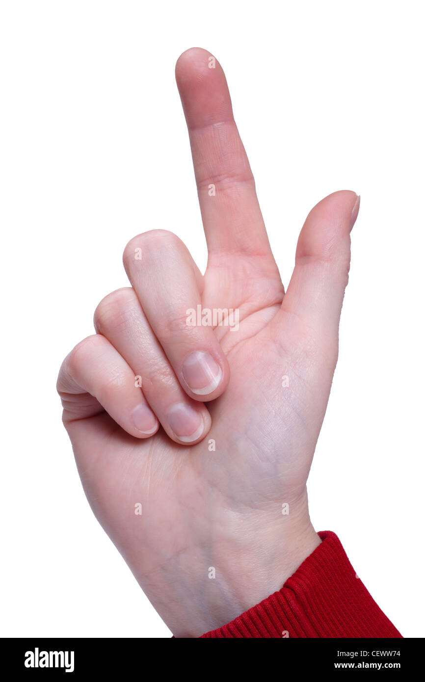 Detailansicht eines erhobenen Zeigefingers | Detail photo of a wagging forefinger Stock Photo