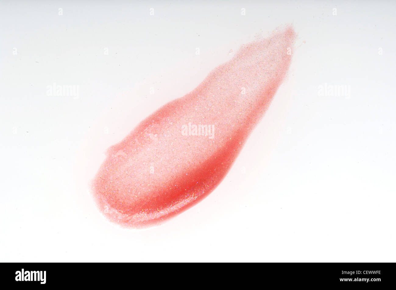 Smudge of peach lipgloss Stock Photo
