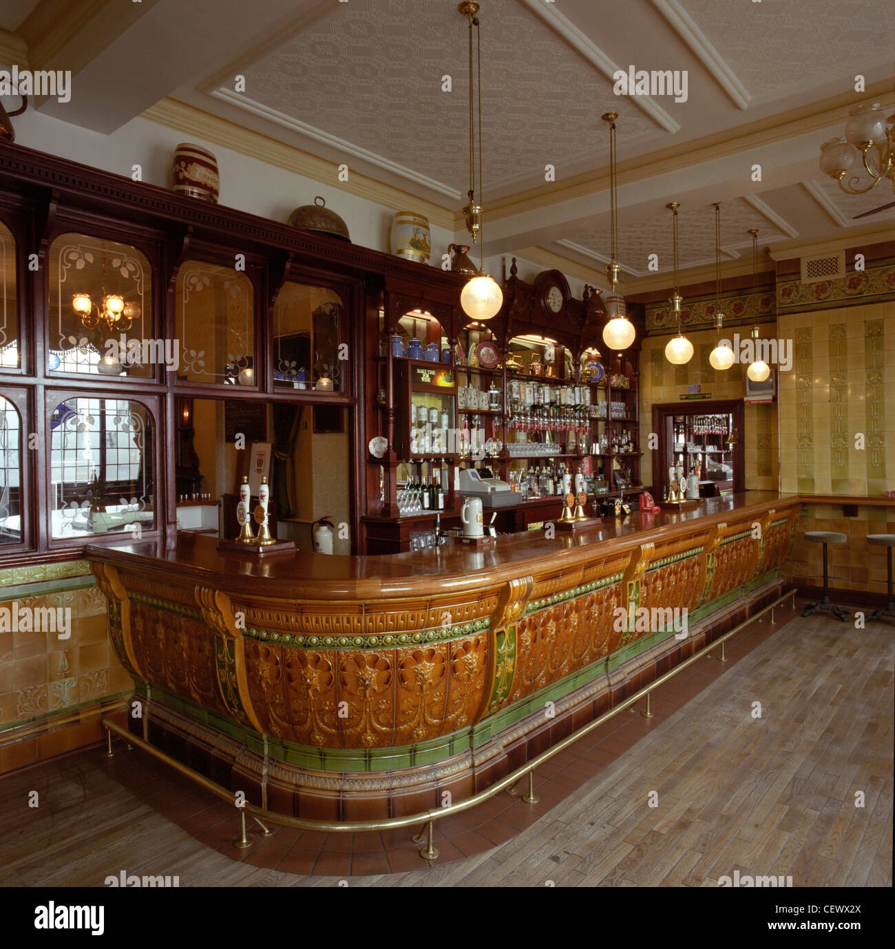 Tiled Bar in the Golden Cross Pub, Cardiff Stock Photo Alamy