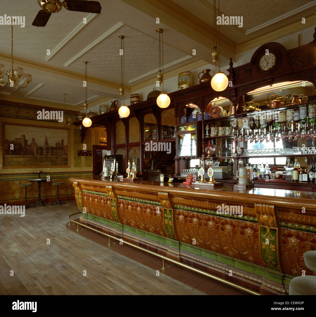 Tiled Bar in the Golden Cross Pub, Cardiff Stock Photo - Alamy