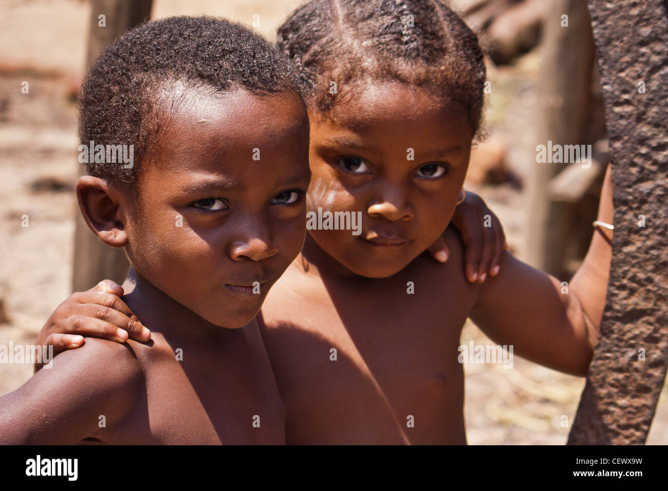 Sakalava children of Ankify, Madagascar Stock Photo