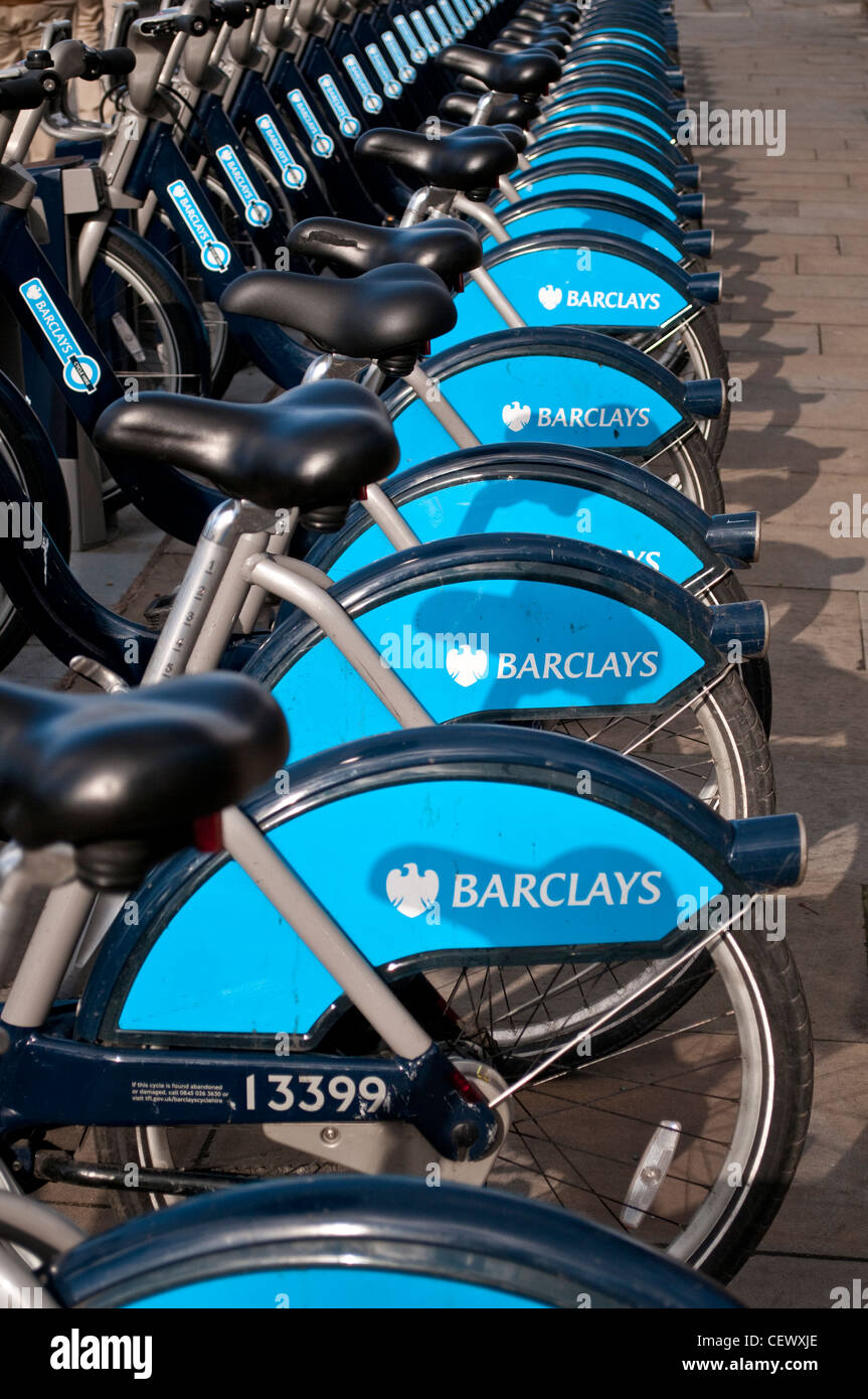 Bicycles for rent, London, UK Stock Photo Alamy