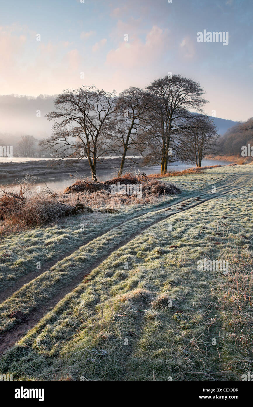 The river Wye at Bigswier on the Gloucestershire, Monmouthshire border. Stock Photo