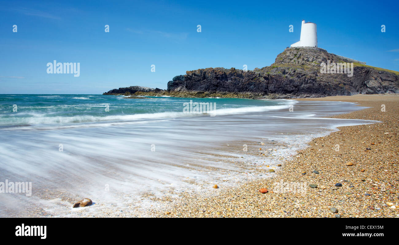 Lighthouse on Llanddwyn Island, Anglesey, North Wales Stock Photo