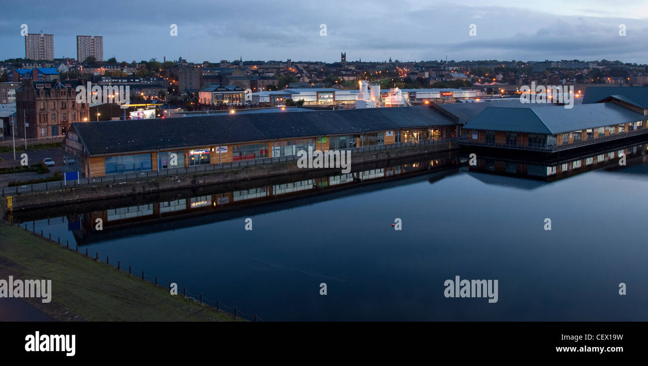 Dundee quayside at dawn. Stock Photo