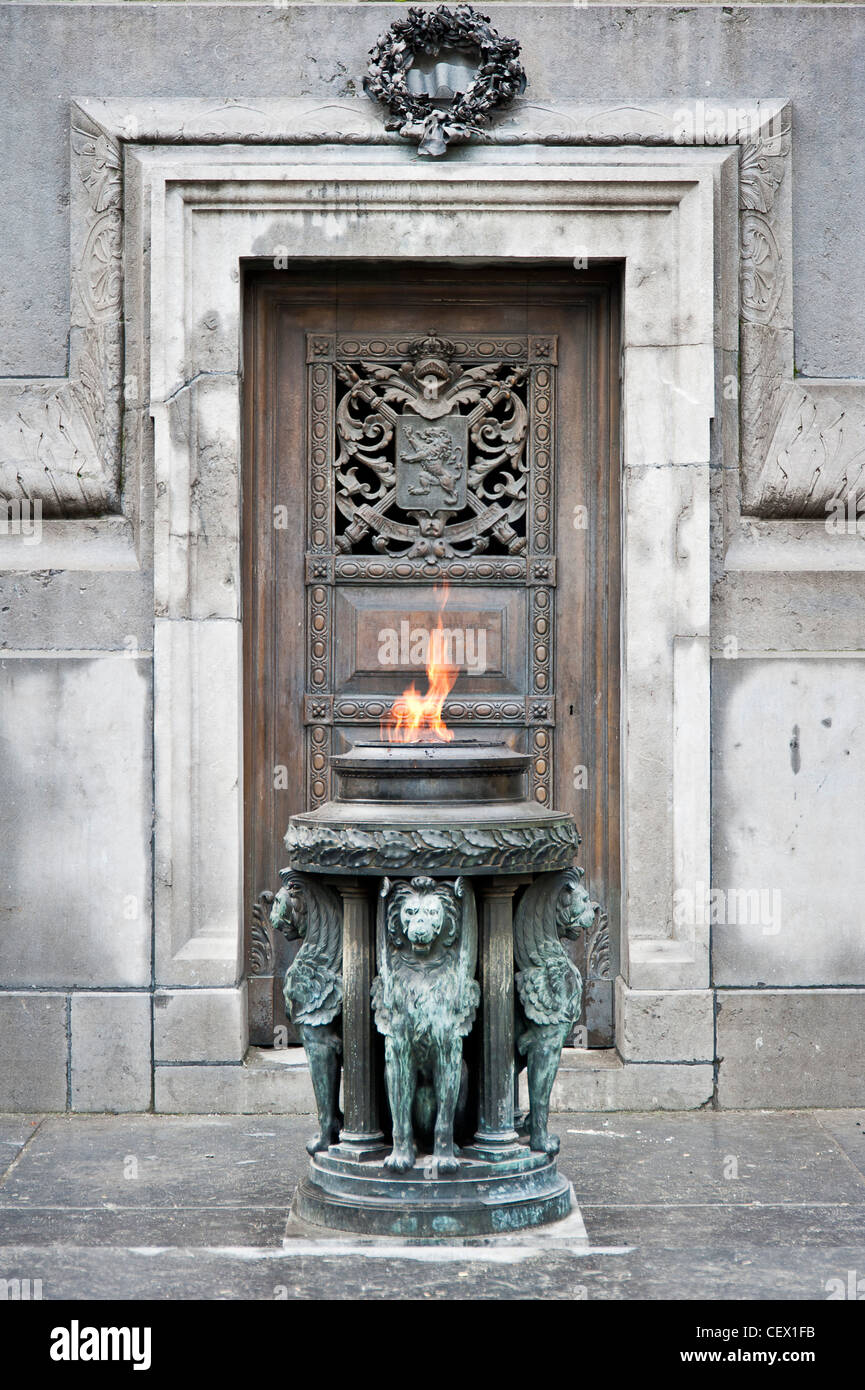 Eternal Flame  WW II memorial, Congress Column, Brussels Stock Photo