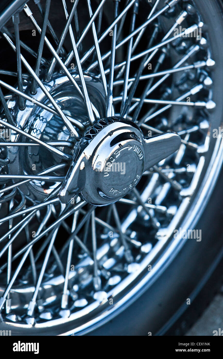 Tyre on Aston Martin DB5, James Bond classic car Stock Photo