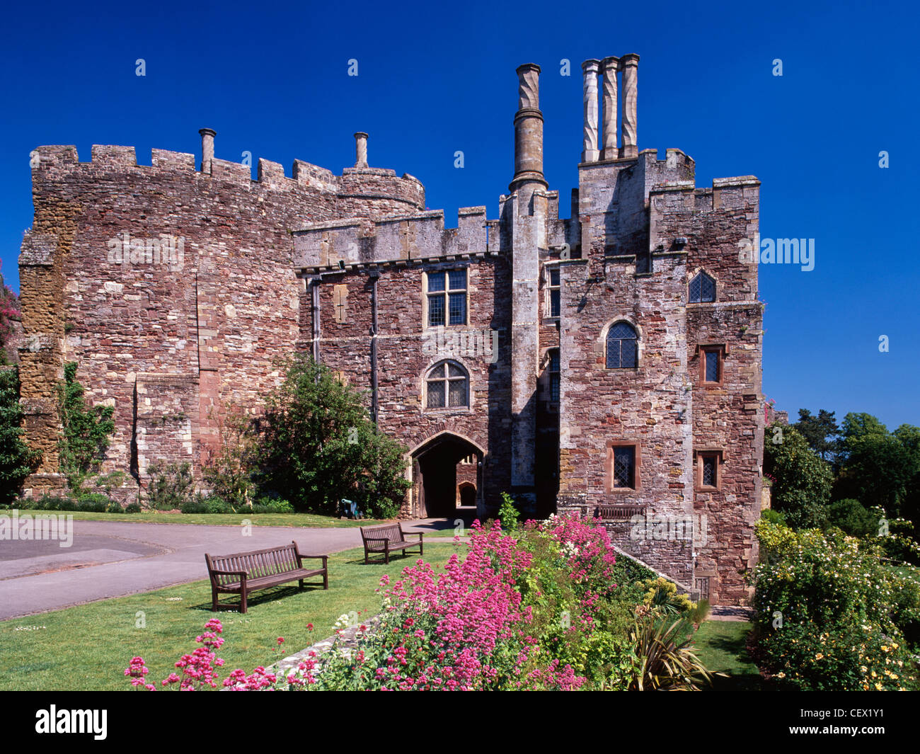 Berkeley Castle, one of the most remarkable buildings in Britain because it has essentially remained a Norman Fortress surviving Stock Photo