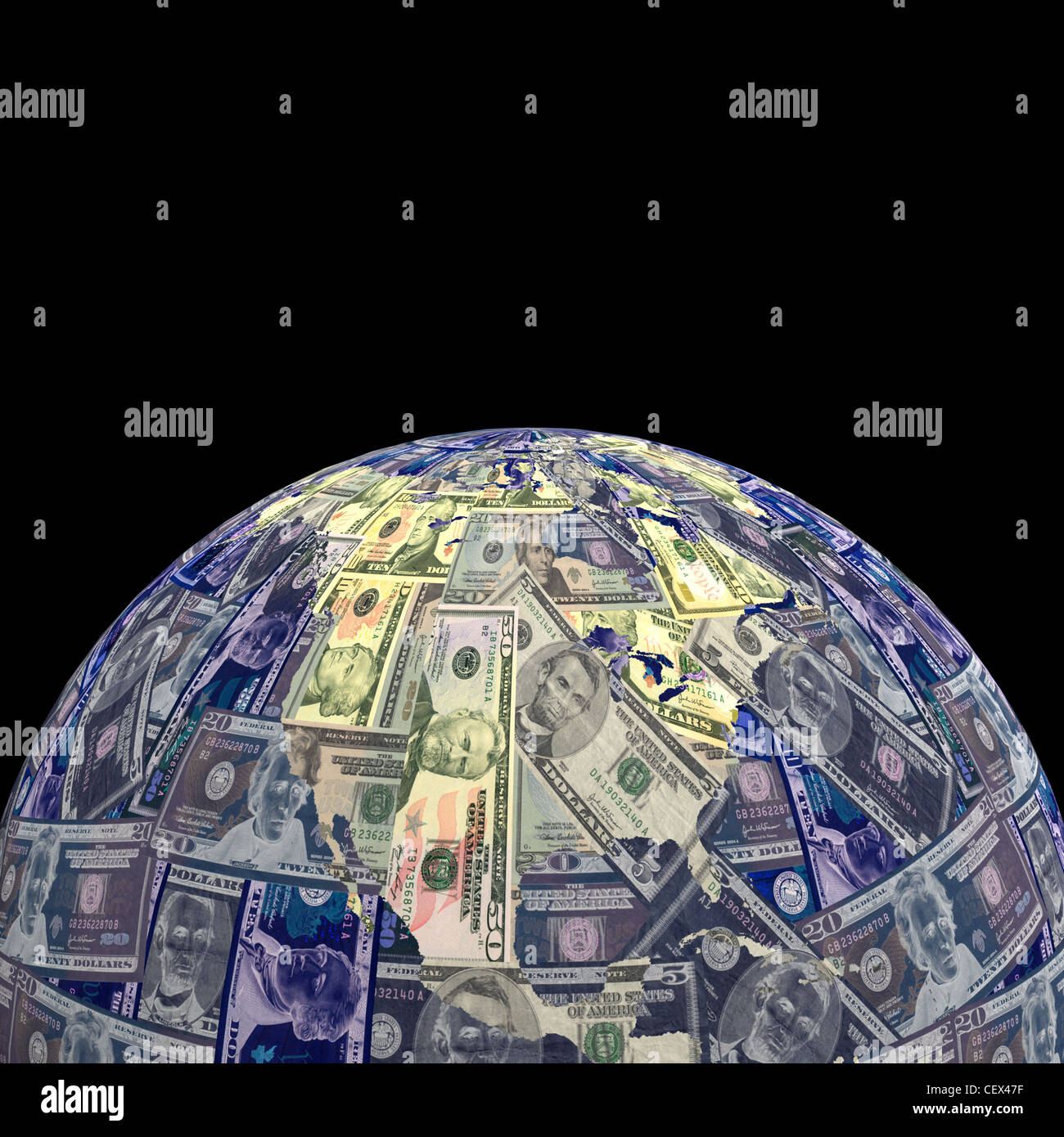 Earth dollars sphere illustration Stock Photo