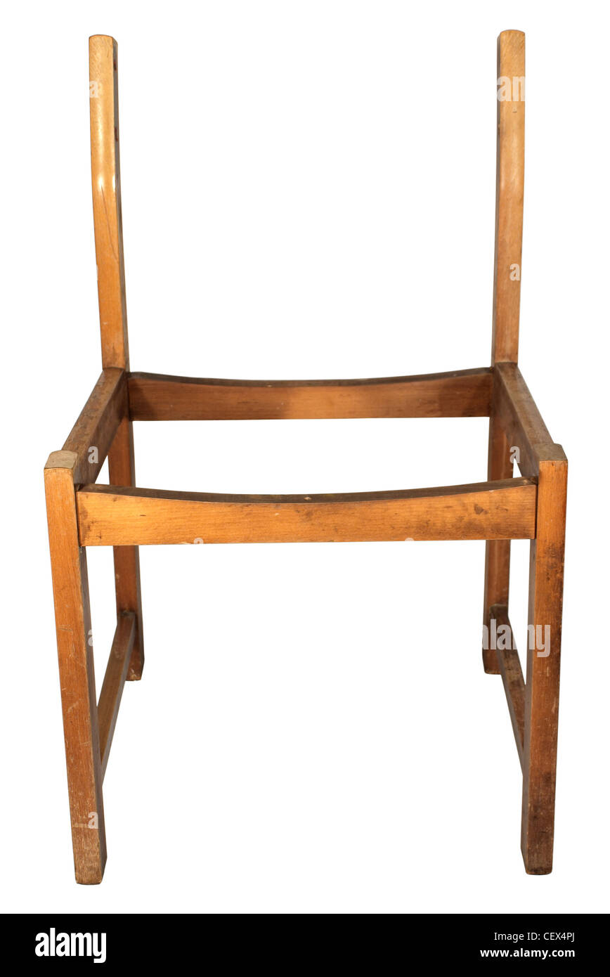 Skeleton wooden chair without a back and seat Stock Photo Alamy
