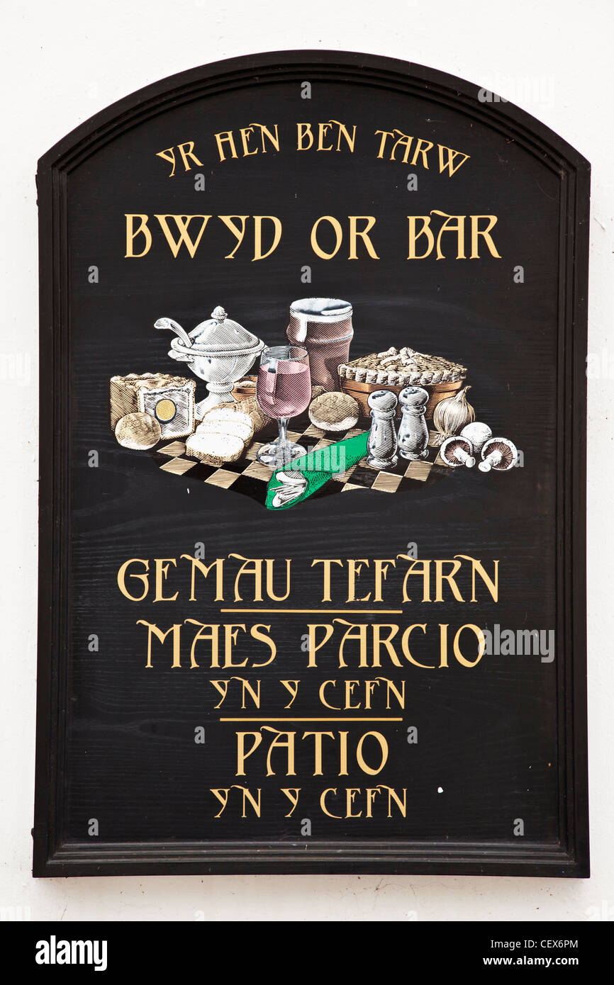 A pub sign in Welsh Stock Photo Alamy