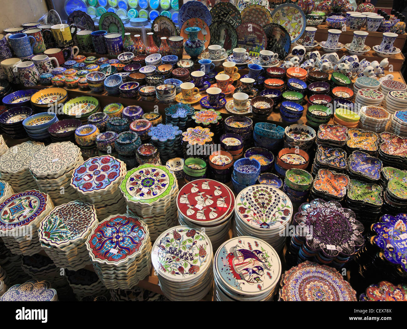 Turkey; Istanbul; Grand Bazar, ceramics, Stock Photo