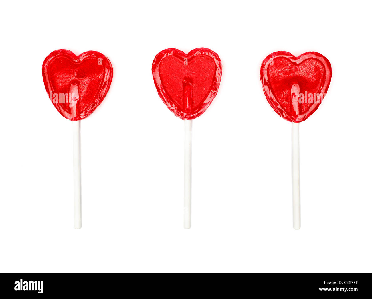 Three heart shaped lollies Stock Photo