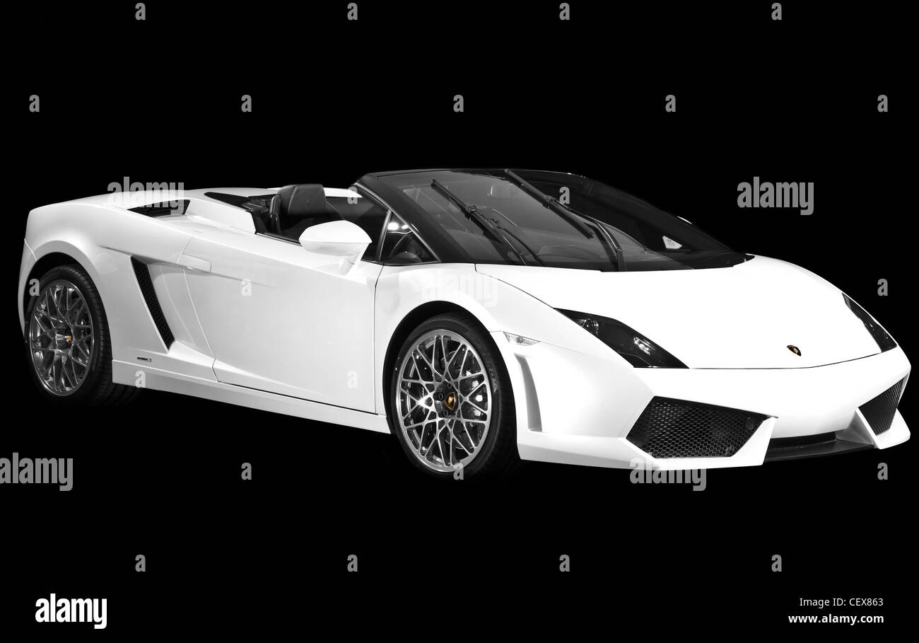 Black Lamborghini convertible sports car Stock Photo