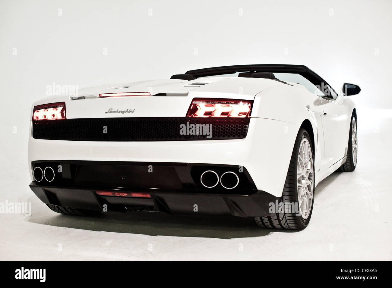 White Lamborghini convertible, tail lights Stock Photo - Alamy