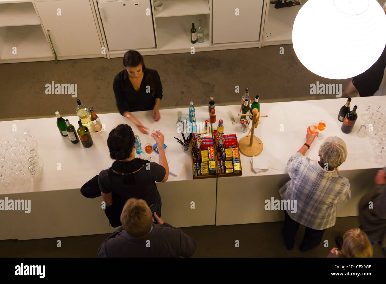 patrons buying drinks at the interval, Deutsche Oper, Berlin, Germany Stock Photo