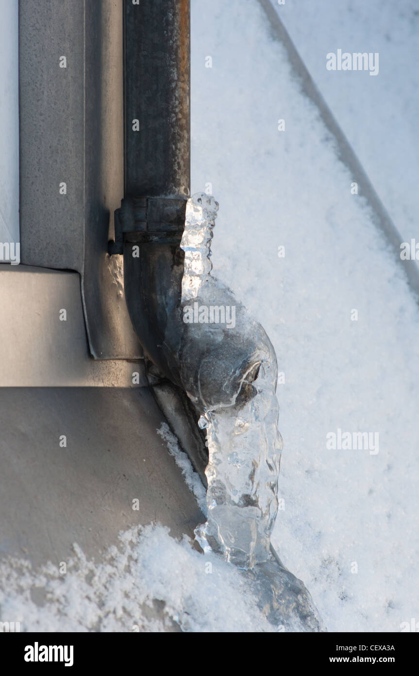 Frozen drainpipes (risk of damage). UK Stock Photo