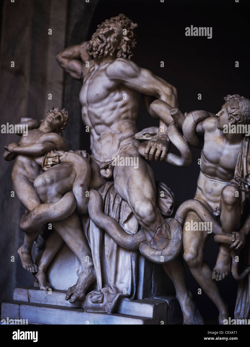 Sculpture of Laocoon and sons' death from snakes, Vatican Museum, Rome, Italy, Europe Stock Photo