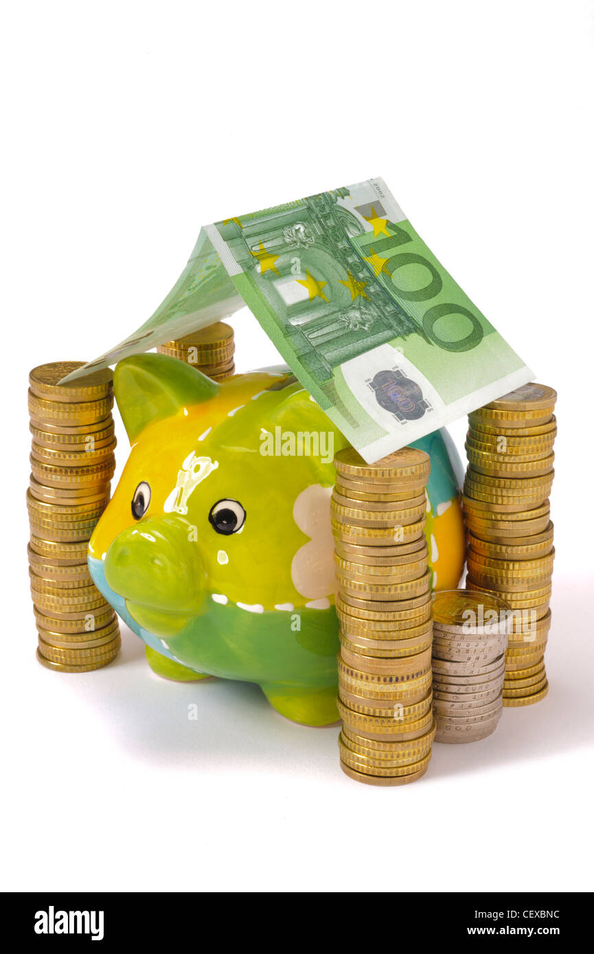 piggy bank and euro Stock Photo