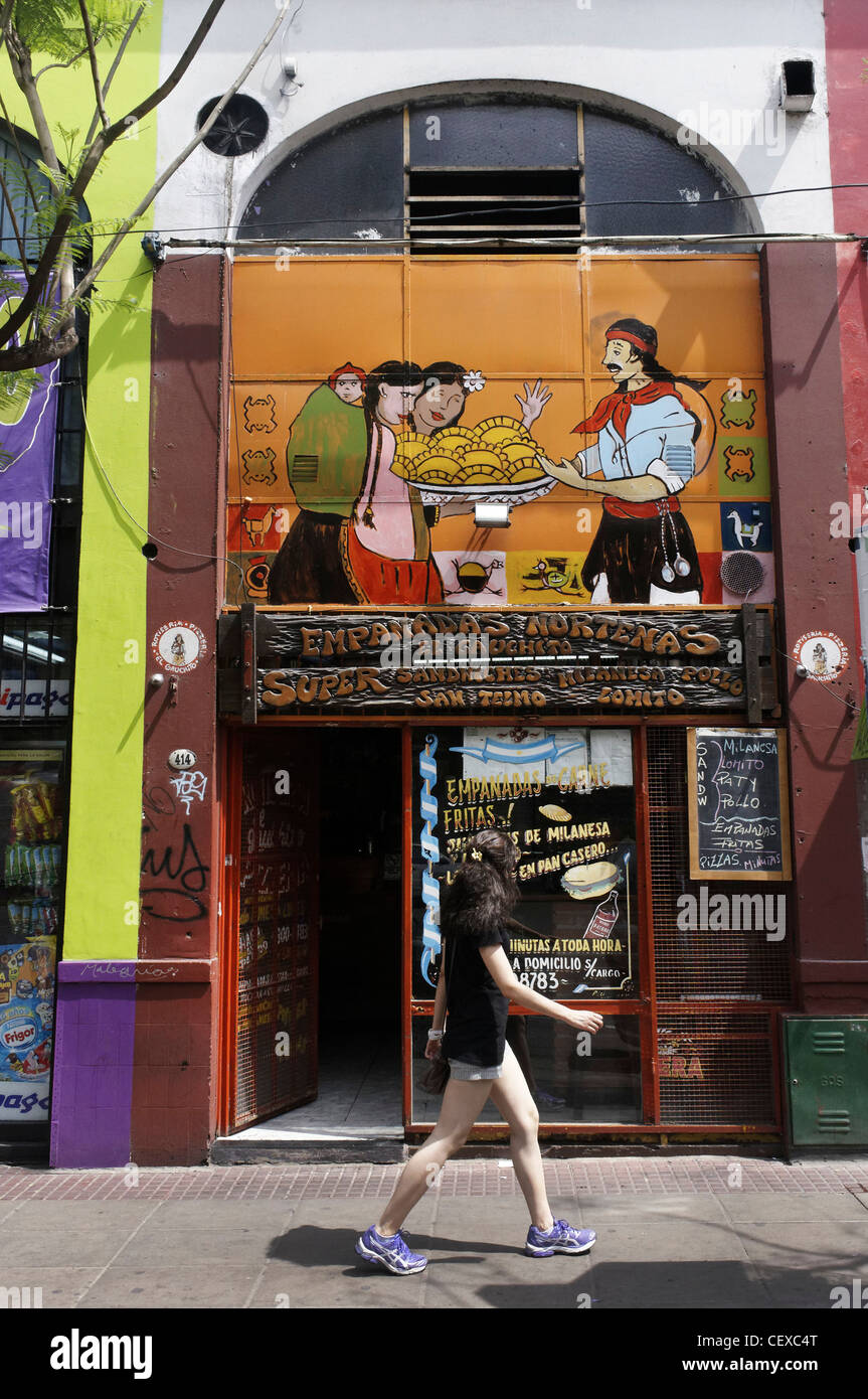 Empanada Fast Food Shop in San Telmo, Buenos Aires, Argentina Stock Photo