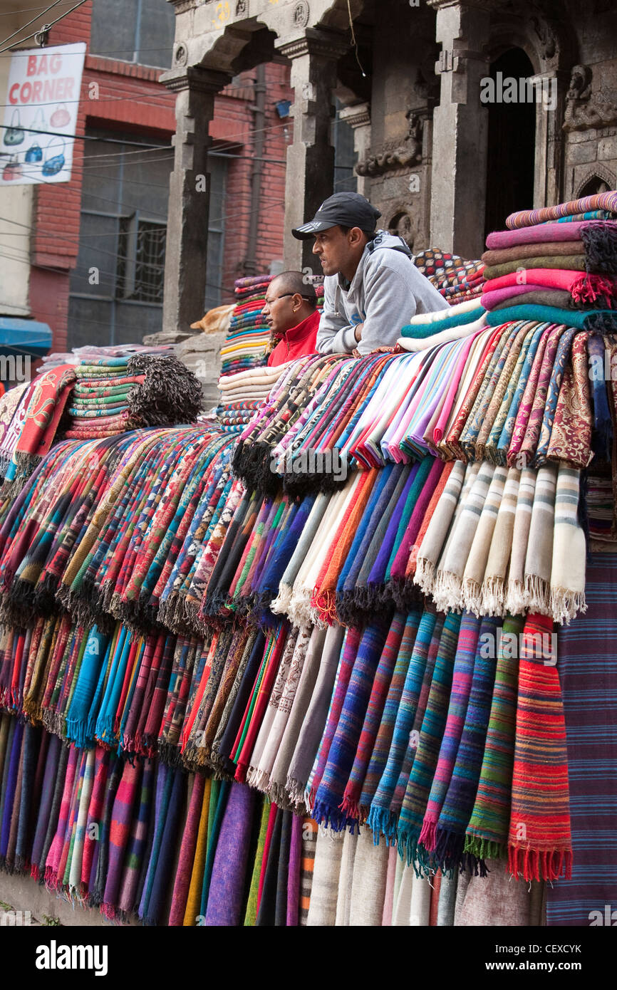 Blanket vendors along Hanuman Dhoka Road near Durbar Square Kathmandu