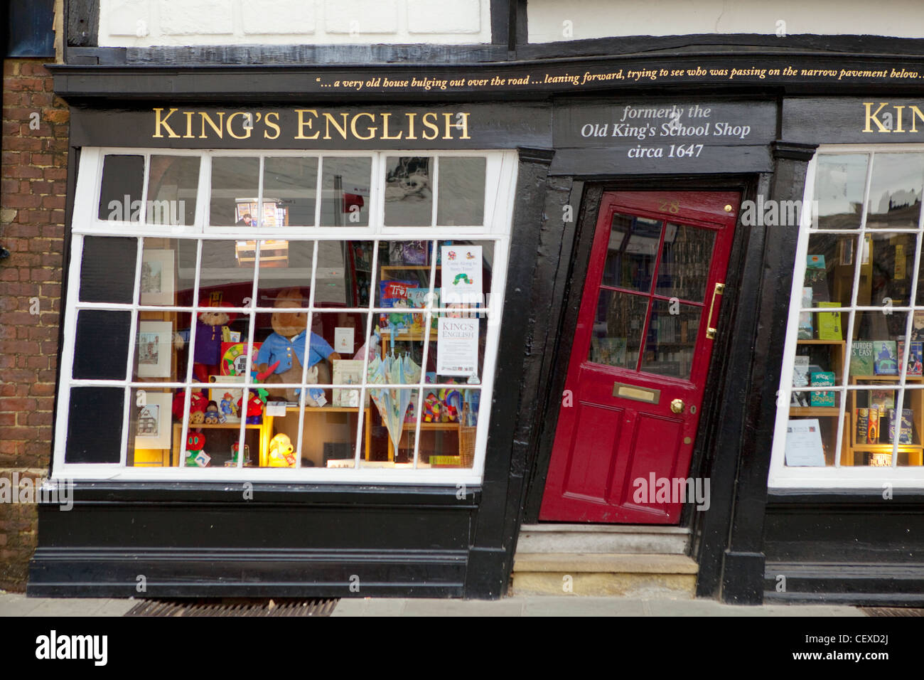 A view of the crooked door of a shop in Canterbury Stock Photo