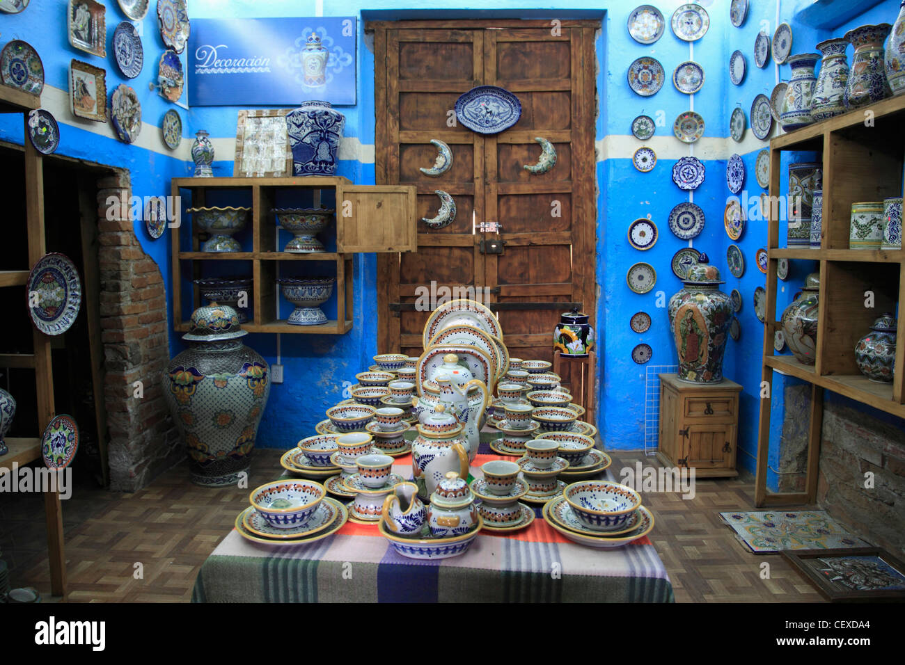Talavera Pottery shop, Puebla, Historic Center, Puebla State, Mexico Stock Photo