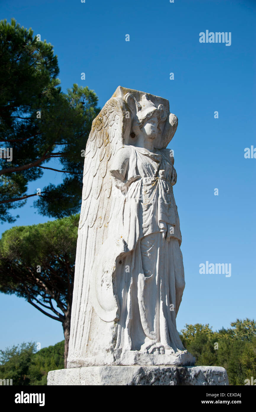 Ancient statue of Victory at Ostia Antica, the former sea port for Rome, Italy. Stock Photo