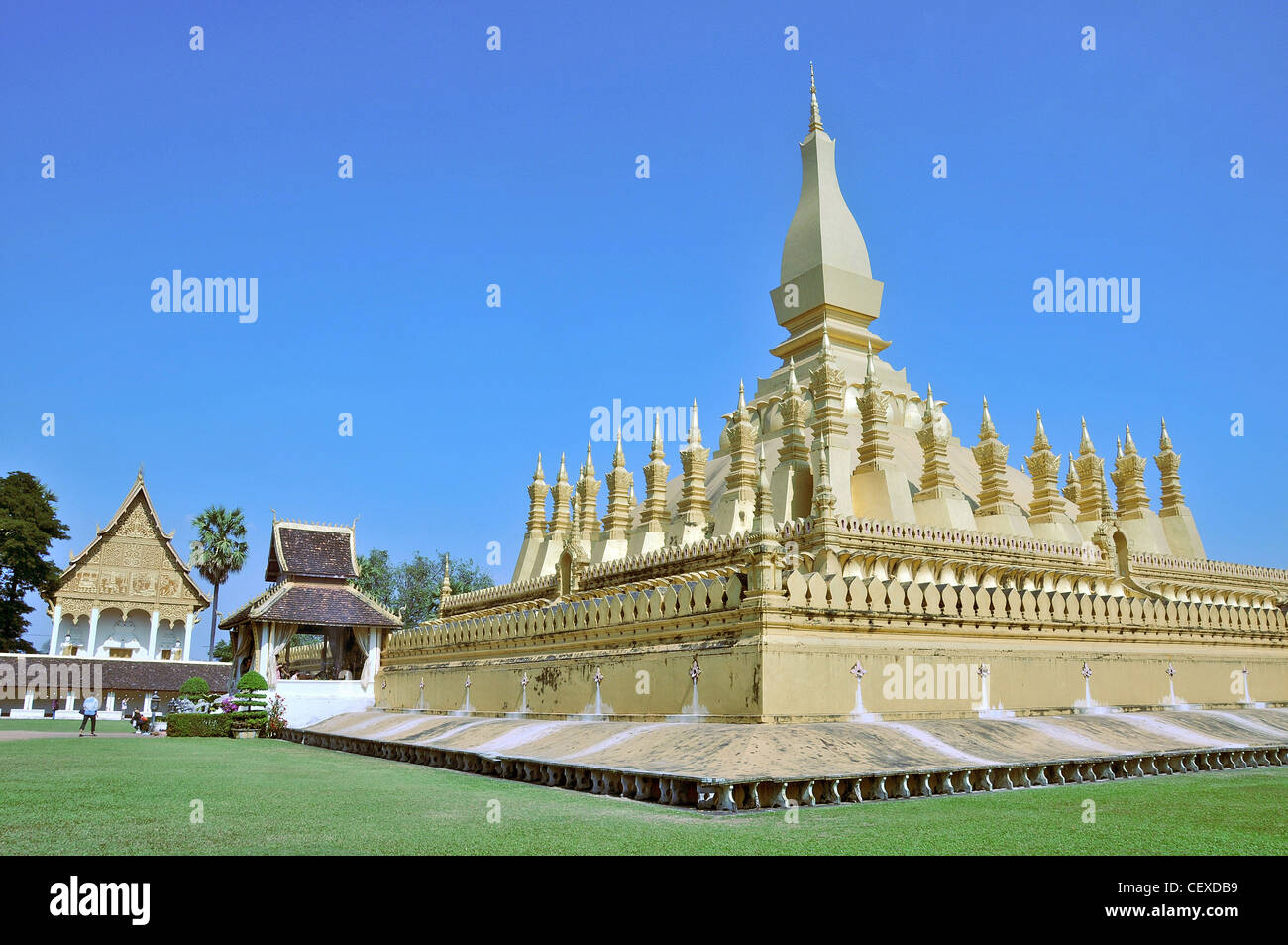 Pha That Luang, golden stupa, Vientiane, Laos Stock Photo