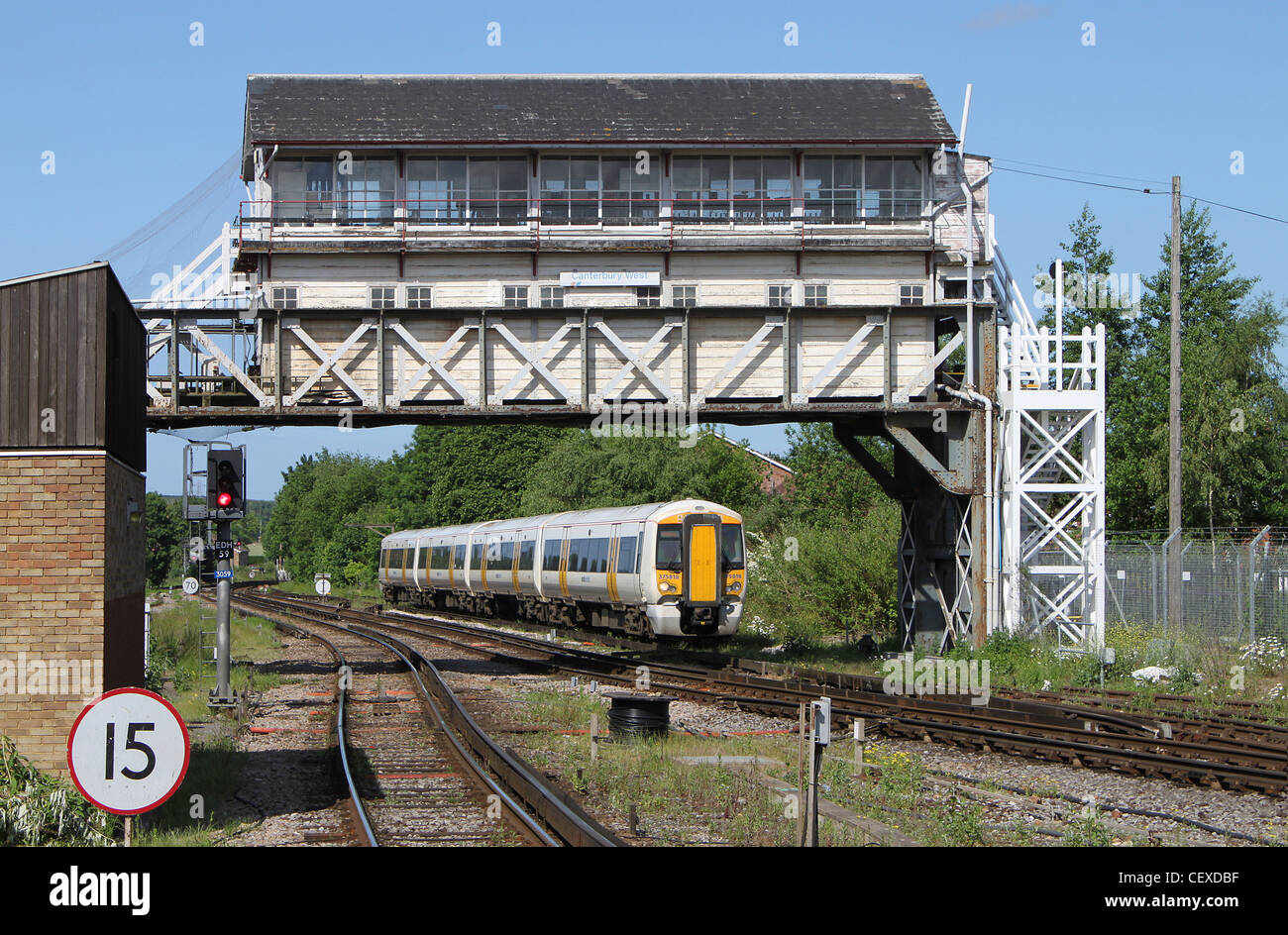 Canterbury West Station UK Signal Box Gantry Stock Photo Alamy