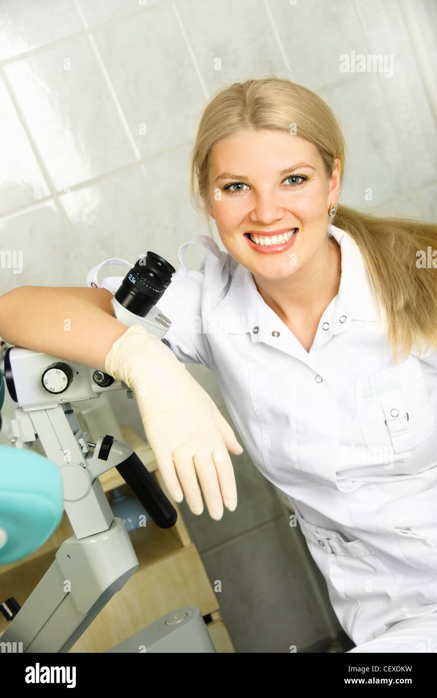 gynecologist with a colposcope in the office Stock Photo Alamy