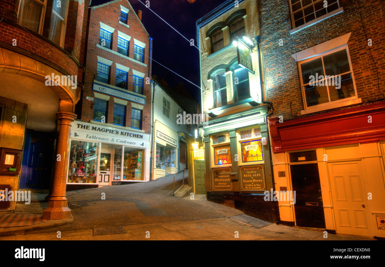 Late night shot taken in Whitby, Yorkshire Stock Photo