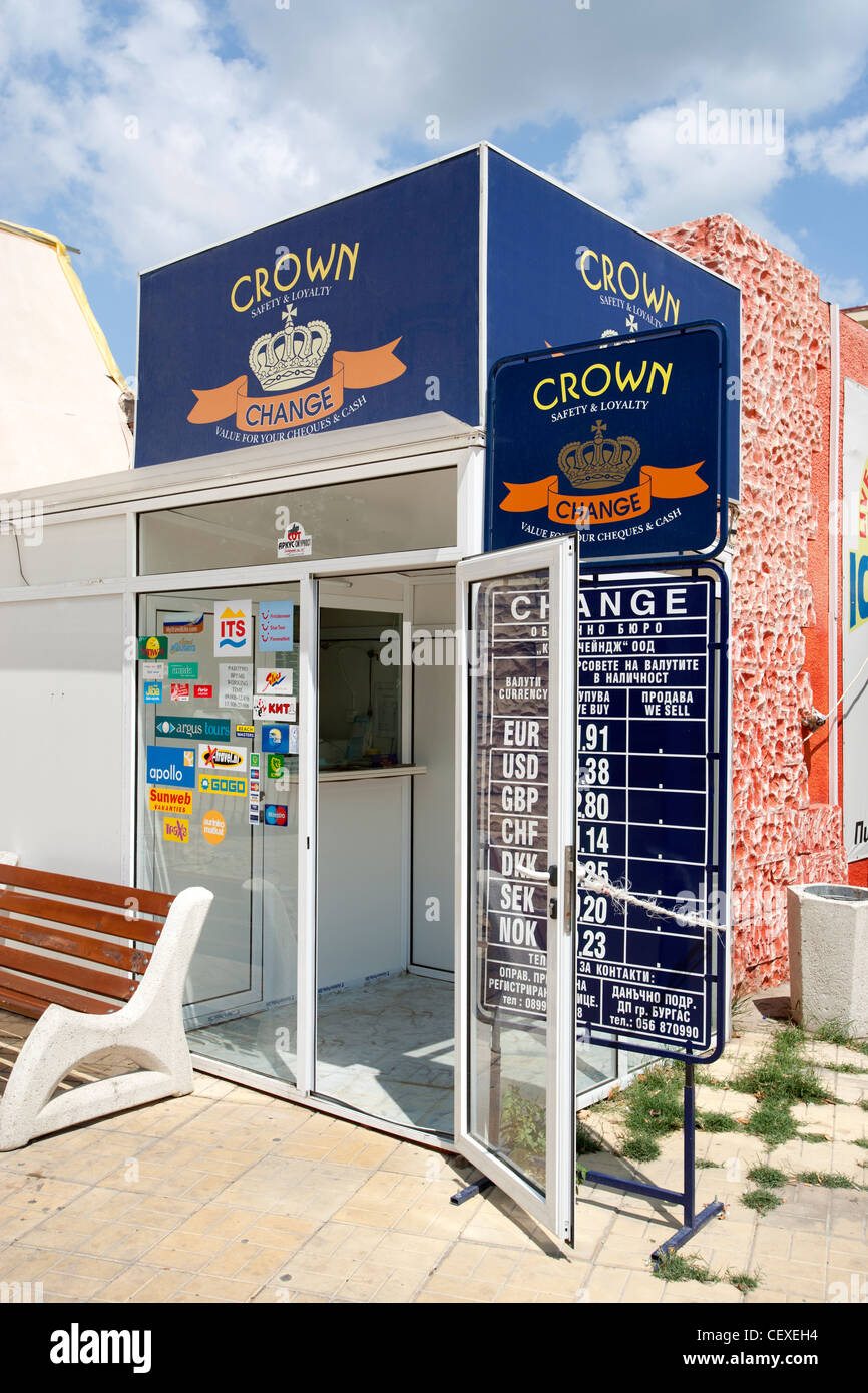 Crown Currency Exchange booth in Sunny Beach Bulgaria Stock Photo - Alamy