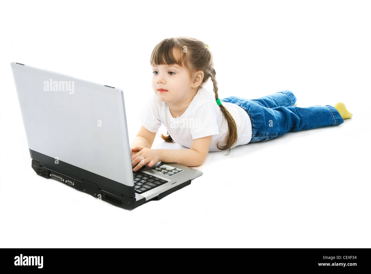 happy child with laptop Stock Photo - Alamy
