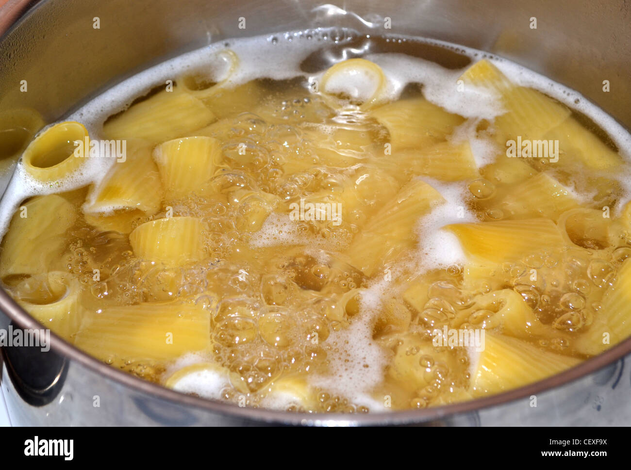Pasta boiling in pot Stock Photo Alamy