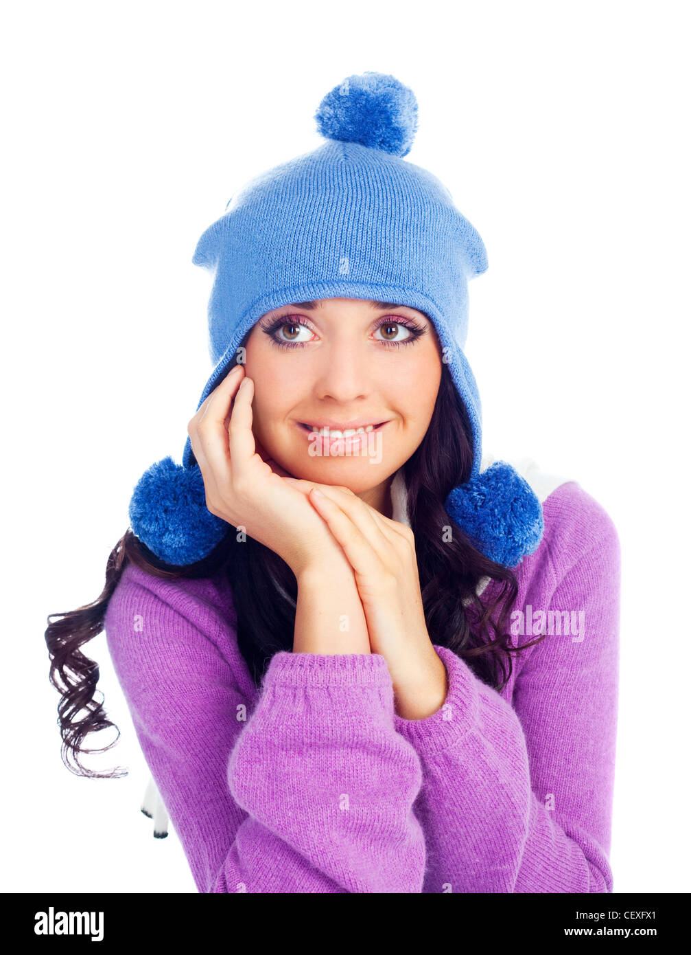 beautiful woman wearing a hat, isolated against white Stock Photo Alamy
