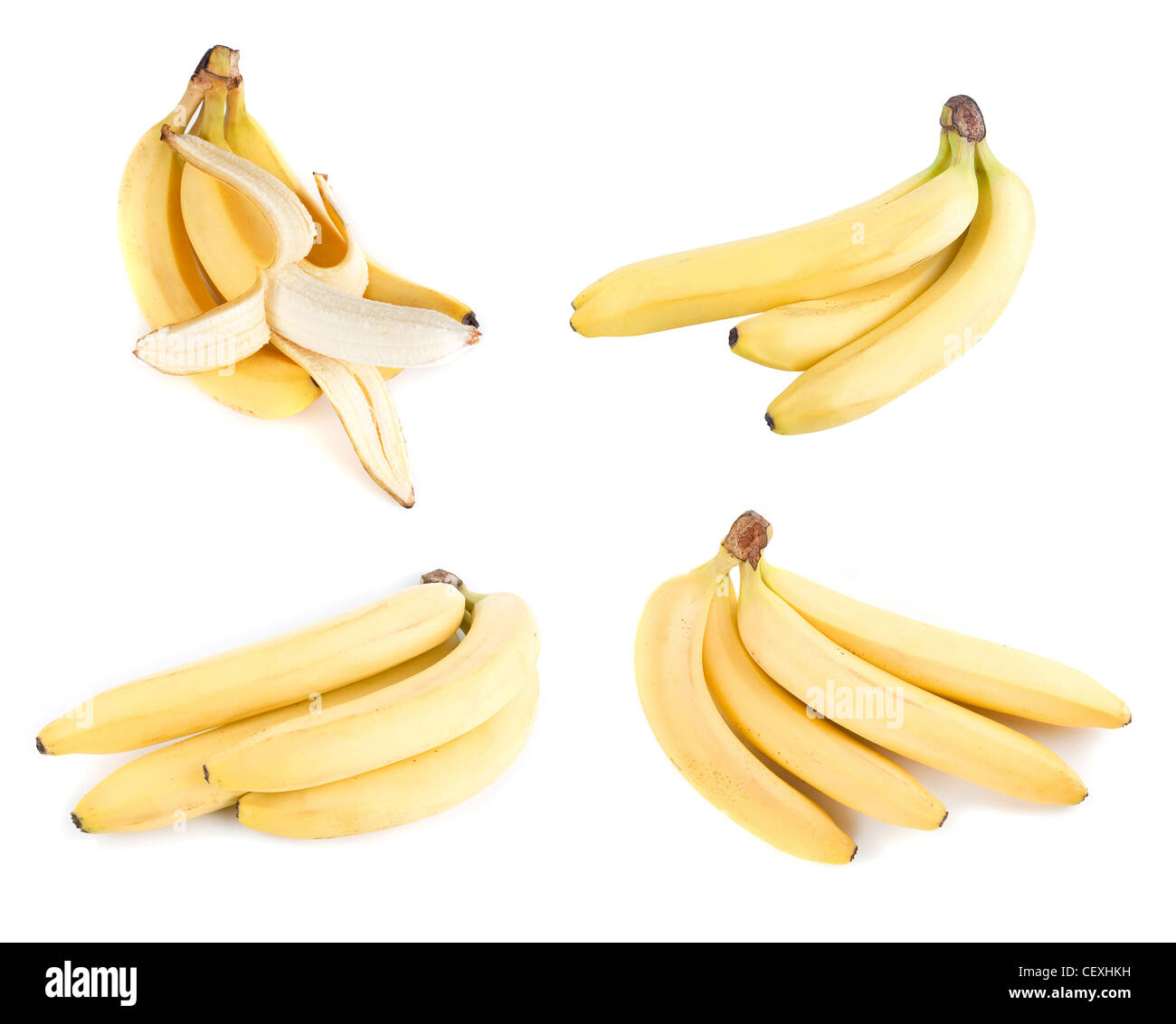 Ripe bananas set isolated on a white background Stock Photo - Alamy
