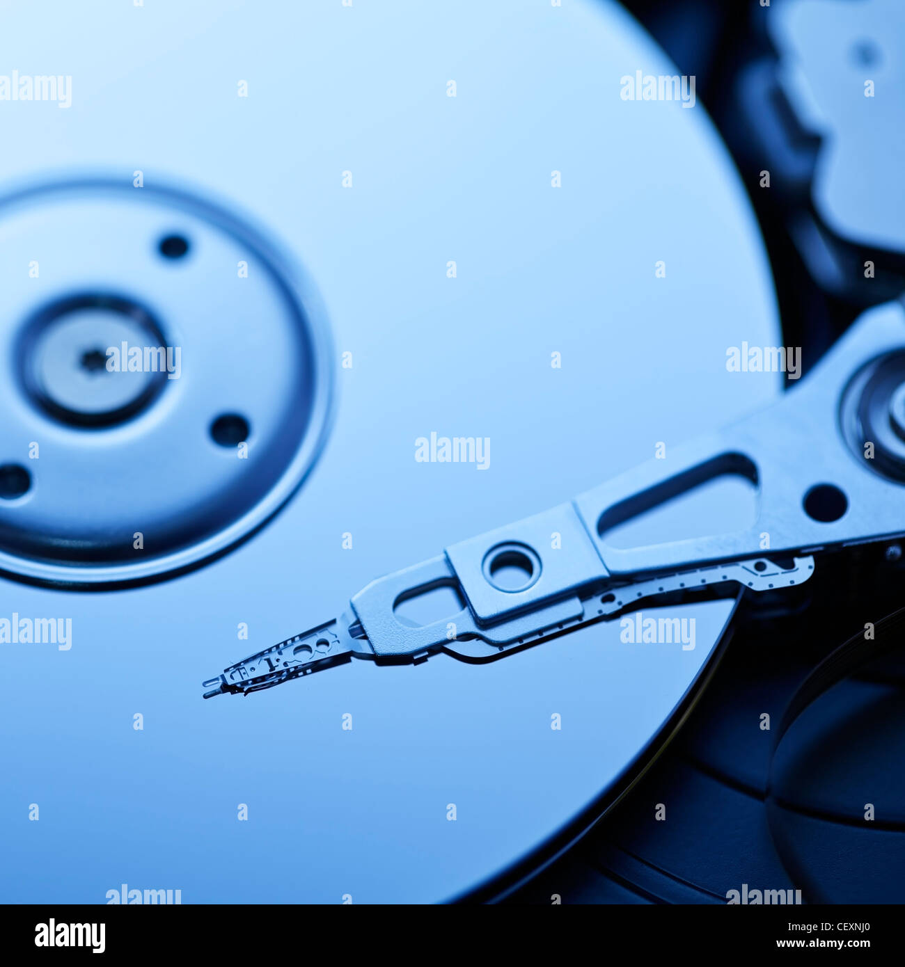 Hard disk, square composition. Shallow depth of field. Stock Photo