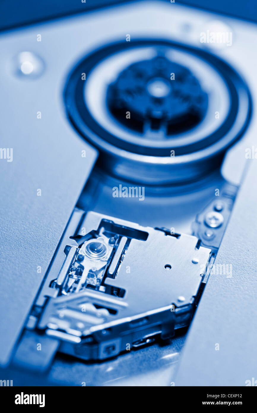 Optical disk drive, blue toned Stock Photo Alamy
