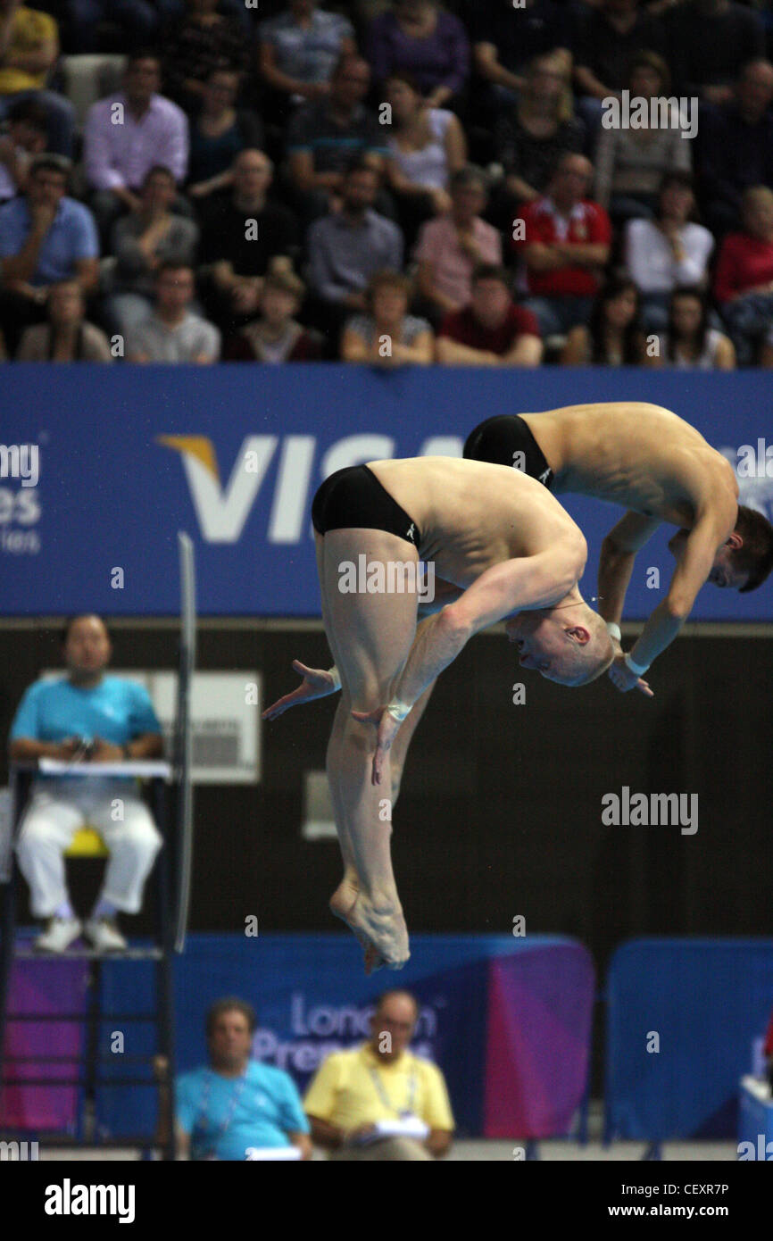 Illya ZAKHAROV, Victor MINIBAEV (RUS) in the Synchronised 10m Platform at the18th FINA Visa Diving World Cup 2012 Stock Photo