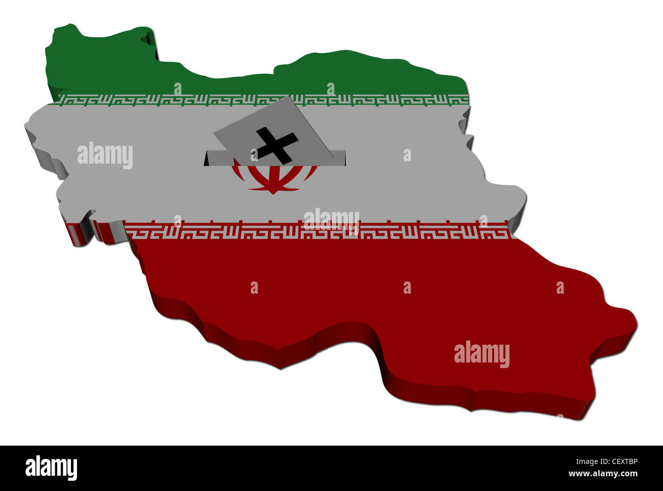 Iran map flag with ballot paper illustration Stock Photo